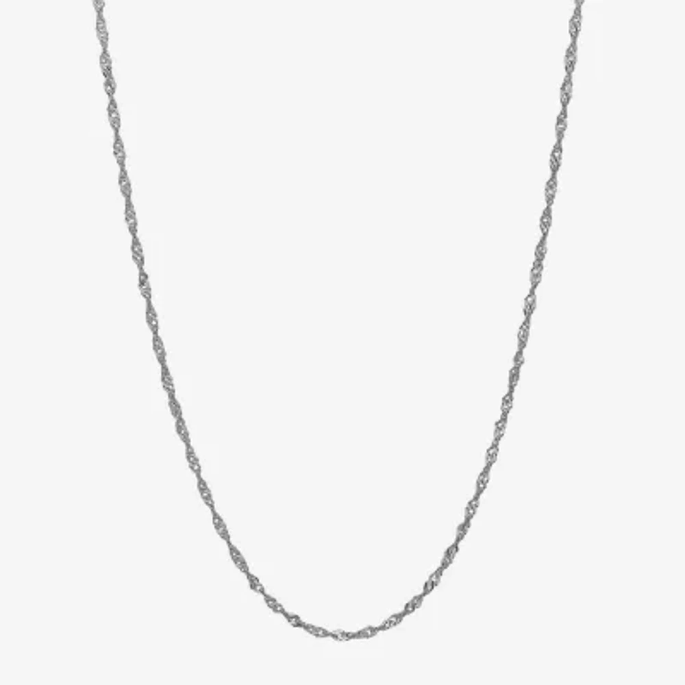 14K White Gold 20" Sparkle Singapore Chain Necklace