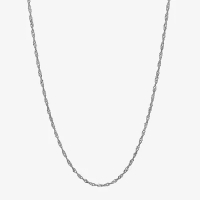 14K White Gold 20" Sparkle Singapore Chain Necklace