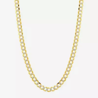 14K Two Tone 5.7MM Pave Diamond Cut Curb Necklace