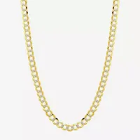 14K Two Tone 5.7MM Pave Diamond Cut Curb Necklace