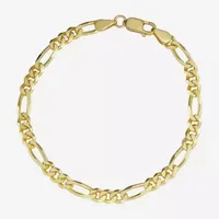 Made in Italy 18K Gold 8 1/2 Inch Hollow Figaro Chain Bracelet