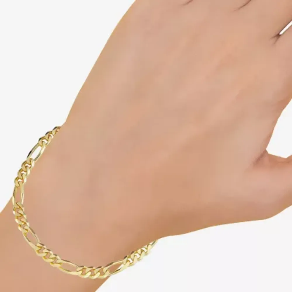 Made in Italy 18K Gold 8 1/2 Inch Hollow Figaro Chain Bracelet