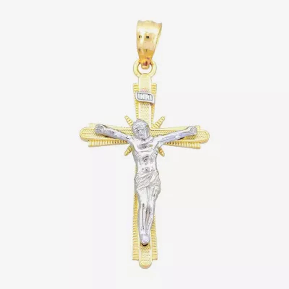 Unisex Adult 14K Two-Tone Gold Crucifix Cross Pendant