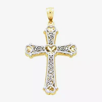 Women's 14K Two-Tone Gold Heart Cross Pendant