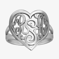 Personalized 18mm Script Monogram Heart Ring