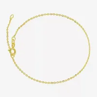 10K Gold 9 Inch Solid Rope Ankle Bracelet