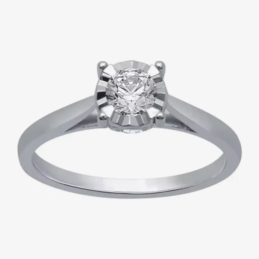 (H-I / I1) Womens 1/2 CT. T.W. Lab Grown White Diamond 10K Gold Round Solitaire Engagement Ring