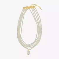 Bijoux Bar Gold Tone Glass Simulated Pearl 10K Gold Over Brass 16 Inch Strand Necklace