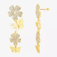 JS Jessica Simpson Gold Tone Glass Flower Drop Earrings