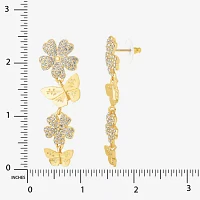 JS Jessica Simpson Gold Tone Glass Flower Drop Earrings
