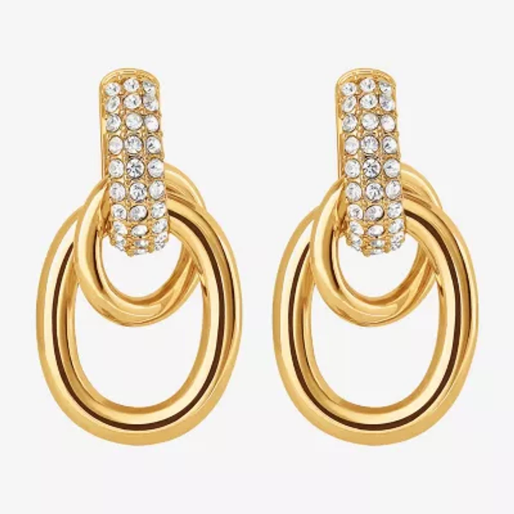 JS Jessica Simpson Gold Tone Glass Drop Earrings