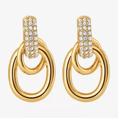 JS Jessica Simpson Gold Tone Glass Drop Earrings