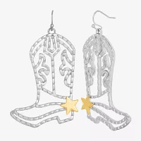 JS Jessica Simpson Gold Tone Boot Drop Earrings