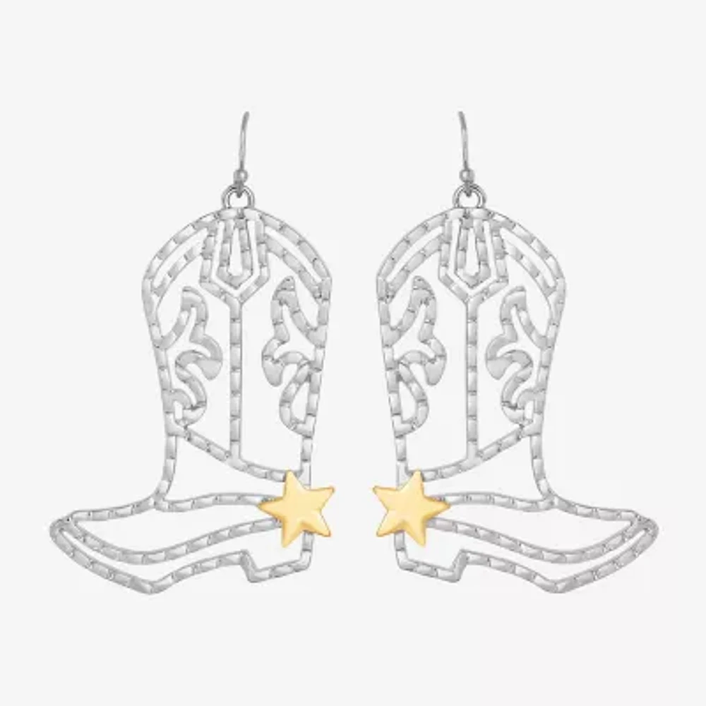 JS Jessica Simpson Gold Tone Boot Drop Earrings