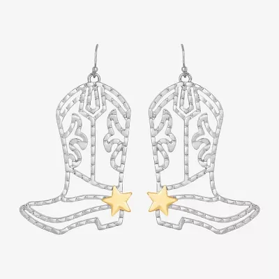 JS Jessica Simpson Gold Tone Boot Drop Earrings