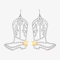 JS Jessica Simpson Gold Tone Boot Drop Earrings