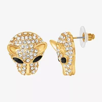 JS Jessica Simpson Gold Tone Leopard Glass Drop Earrings