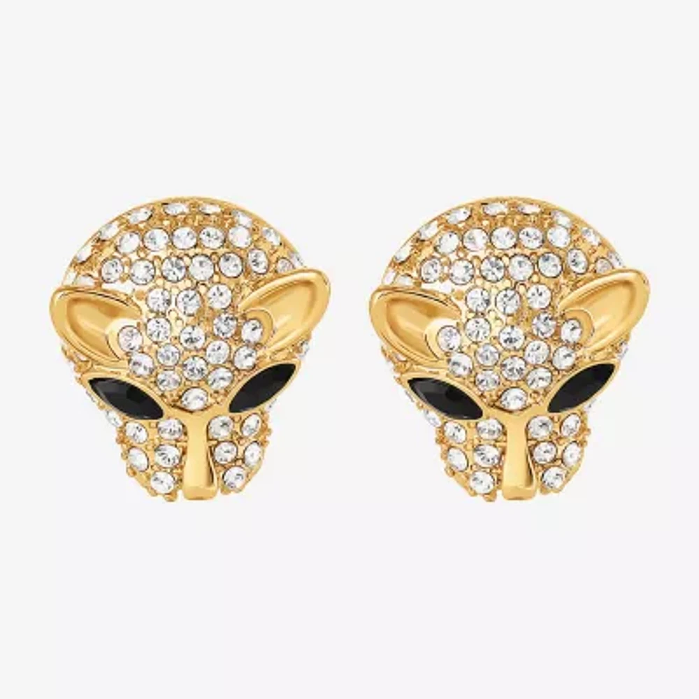 JS Jessica Simpson Gold Tone Leopard Glass Drop Earrings