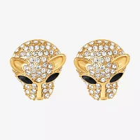 JS Jessica Simpson Gold Tone Leopard Glass Drop Earrings