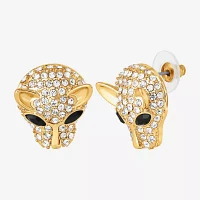 JS Jessica Simpson Gold Tone Leopard Glass Drop Earrings