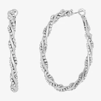 JS Jessica Simpson Silver Tone Glass Hoop Earrings