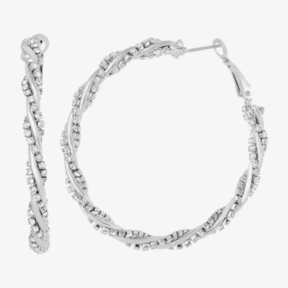 JS Jessica Simpson Silver Tone Glass Hoop Earrings