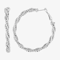 JS Jessica Simpson Silver Tone Glass Hoop Earrings