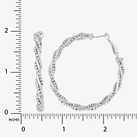 JS Jessica Simpson Silver Tone Glass Hoop Earrings