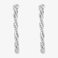 JS Jessica Simpson Silver Tone Glass Hoop Earrings
