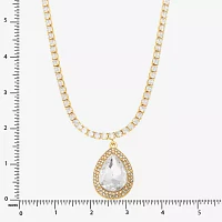 JS Jessica Simpson Gold Tone Womens Glass Alloy Pendant Necklaces