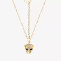JS Jessica Simpson Gold Tone Leopard Womens Multi Color Glass Alloy Pendant Necklaces
