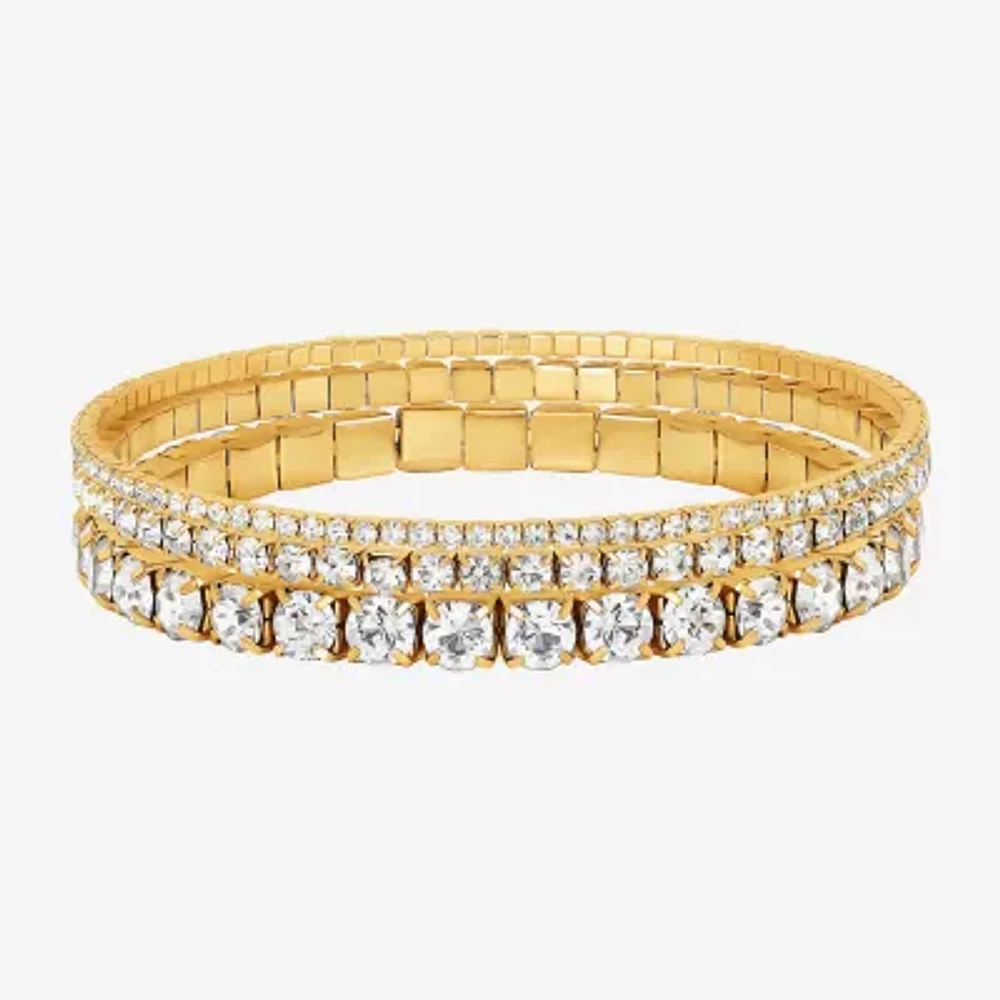 JS Jessica Simpson Gold Tone 3-pc. Glass Bracelet Set