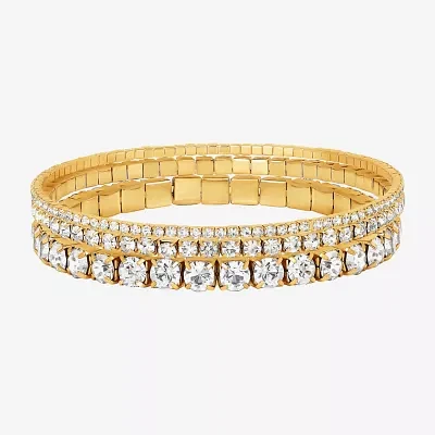 JS Jessica Simpson Gold Tone 3-pc. Glass Bracelet Set