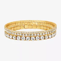 JS Jessica Simpson Gold Tone 3-pc. Glass Bracelet Set