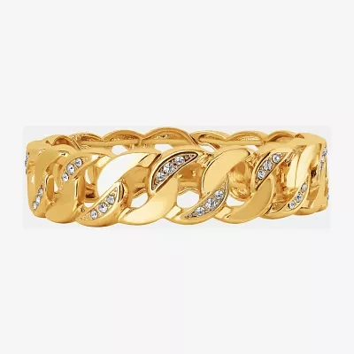 JS Jessica Simpson Gold Tone Glass Curb Stretch Bracelet