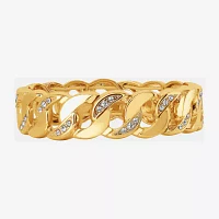JS Jessica Simpson Gold Tone Glass Curb Stretch Bracelet