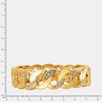 JS Jessica Simpson Gold Tone Glass Curb Stretch Bracelet