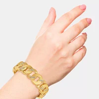 JS Jessica Simpson Gold Tone Glass Curb Stretch Bracelet