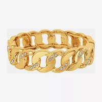 JS Jessica Simpson Gold Tone Glass Curb Stretch Bracelet