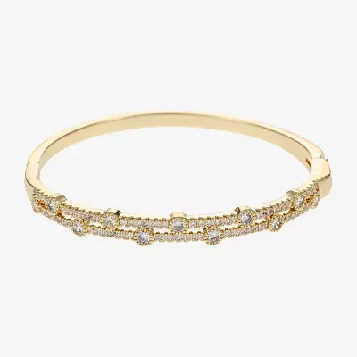 Sparkle Allure 14K Gold Over Brass Round Bangle Bracelet