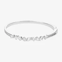 Sparkle Allure Pure Silver Over Brass Oval Pear Round Bangle Bracelet