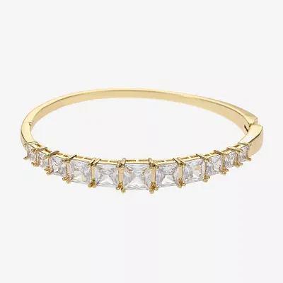 Sparkle Allure Womens Cubic Zirconia 14K Gold Over Brass Square Bangle Bracelet