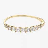 Sparkle Allure Womens Cubic Zirconia 14K Gold Over Brass Square Bangle Bracelet