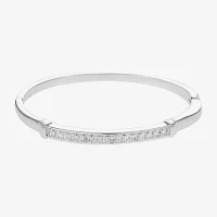 Sparkle Allure Cubic Zirconia Silver Tone Pure Silver Over Brass Bangle Bracelet
