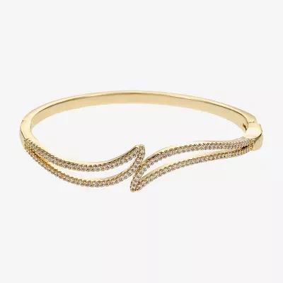 Sparkle Allure 14K Gold Over Brass Bangle Bracelet