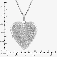 Womens Diamond Accent Natural White Diamond Sterling Silver Heart Locket Necklace