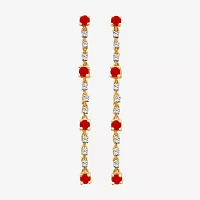 Diamond Accent Red Ruby 10K Gold Drop Earrings