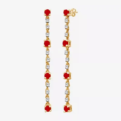Diamond Accent Genuine Red Ruby 10K Gold Drop Earrings