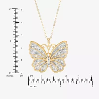 Womens White Crystal 14K Gold Over Silver Butterfly Pendant Necklaces