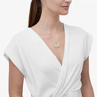 Womens White Crystal 14K Gold Over Silver Butterfly Pendant Necklaces